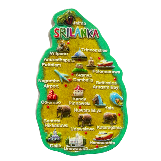 Sri Lanka-Shaped 3D Map Fridge Magnet – Polyresin Travel Souvenir (Available in Vibrant Colours)