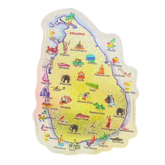 Sri Lanka Map Metallic Fridge Magnet – Cities, Landmarks & Indian Ocean (3"x4.5")