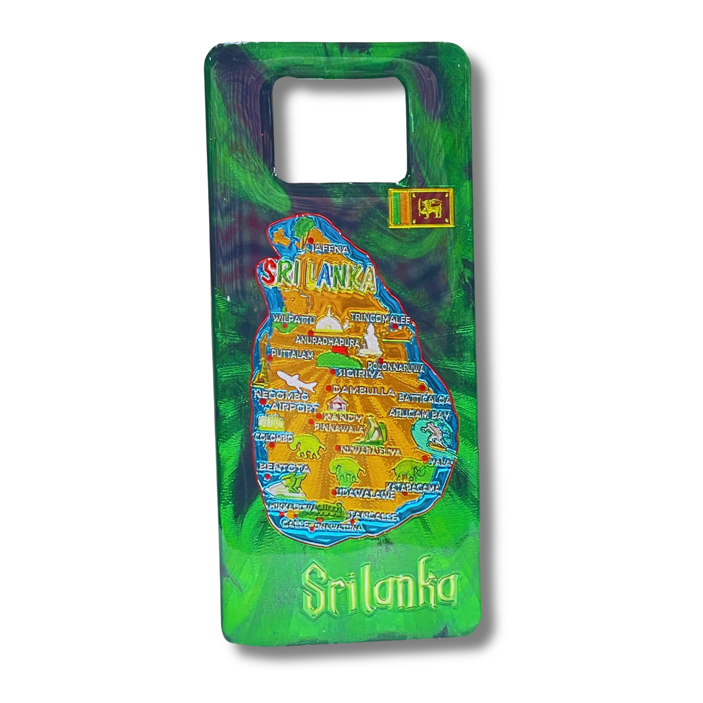 Sri Lanka Map Bottle Opener Fridge Magnet – Steel Souvenir