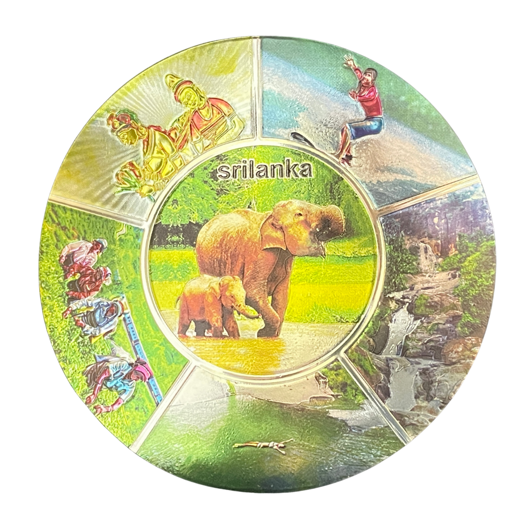 Round Metallic Rubber Sri Lanka Magnet – Elephants, Sigiriya & More (3.25")