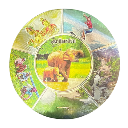 Round Metallic Rubber Sri Lanka Magnet – Elephants, Sigiriya & More (3.25")