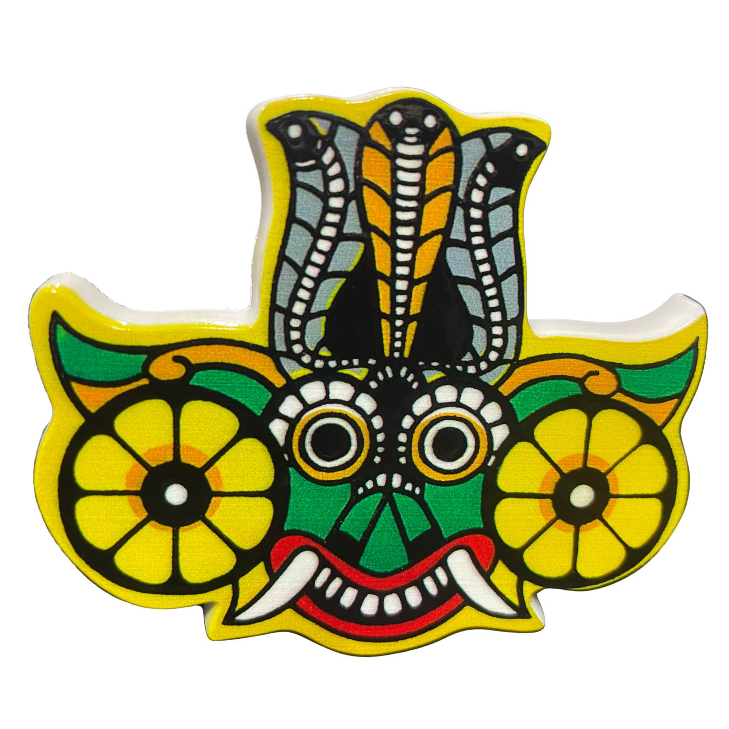 Sri Lankan Gara Raksha (Gara Yaka) Mask Fridge Magnet – Polyresin, Traditional Souvenir