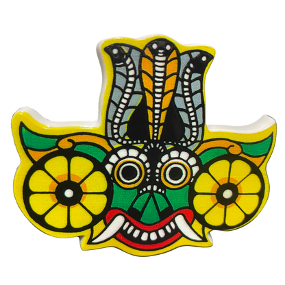 Sri Lankan Gara Raksha (Gara Yaka) Mask Fridge Magnet – Polyresin, Traditional Souvenir
