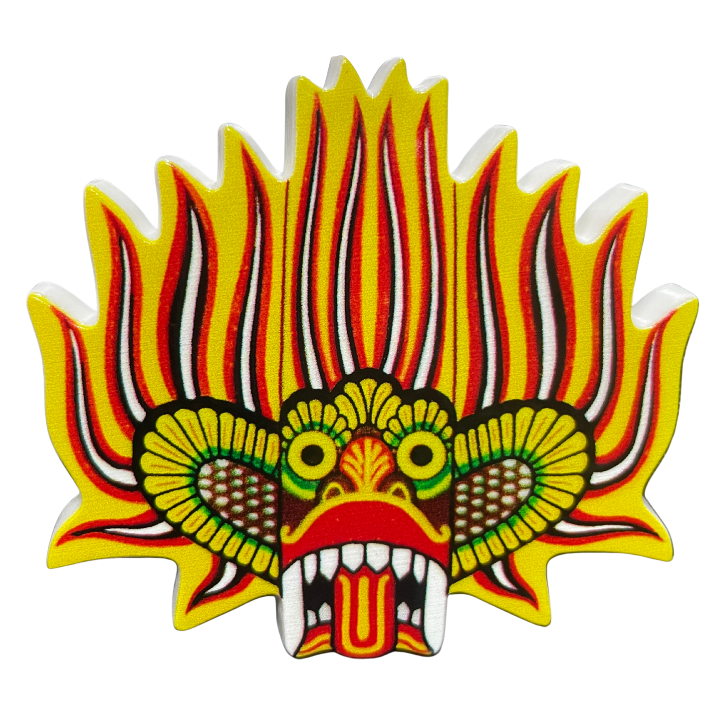 Sri Lankan Gini Raksha (Fire Demon) Mask Fridge Magnet – Polyresin, Traditional Souvenir