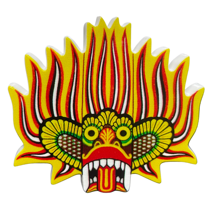 Sri Lankan Gini Raksha (Fire Demon) Mask Fridge Magnet – Polyresin, Traditional Souvenir