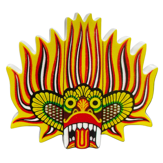 Sri Lankan Gini Raksha (Fire Demon) Mask Fridge Magnet – Polyresin, Traditional Souvenir