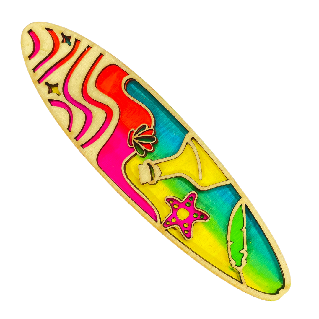 Handmade 3D Wooden Surfboard Magnet – Sri Lanka Beach & Surf Souvenir
