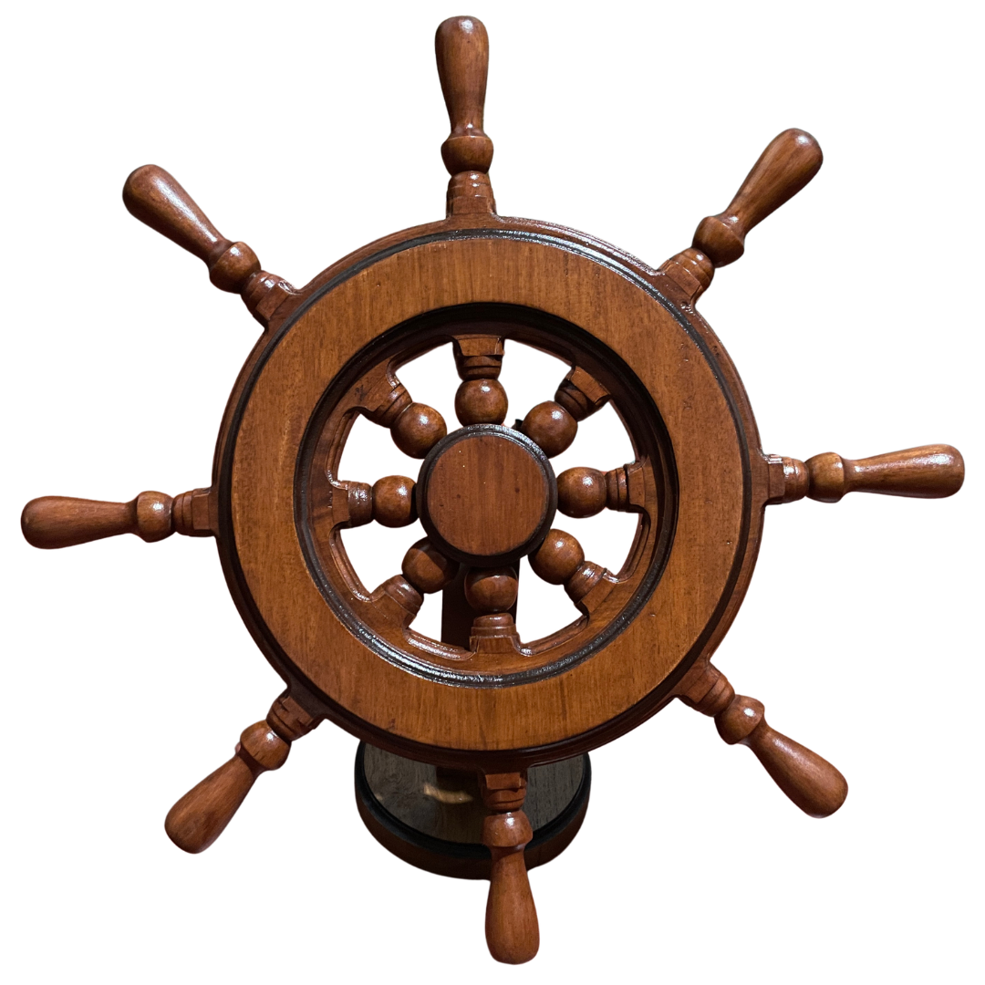 Handcrafted Wooden Ship Steering Wheel – Nautical Wall Décor