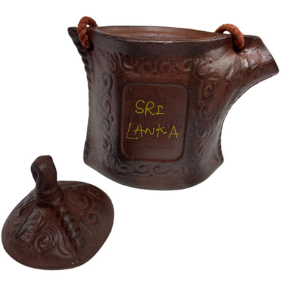Handmade Clay Teapot Souvenir – 5" with Lid – Sri Lanka