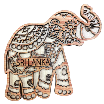 Handcrafted Laser-Cut Wooden Elephant Fridge Magnet – Sri Lankan Souvenir