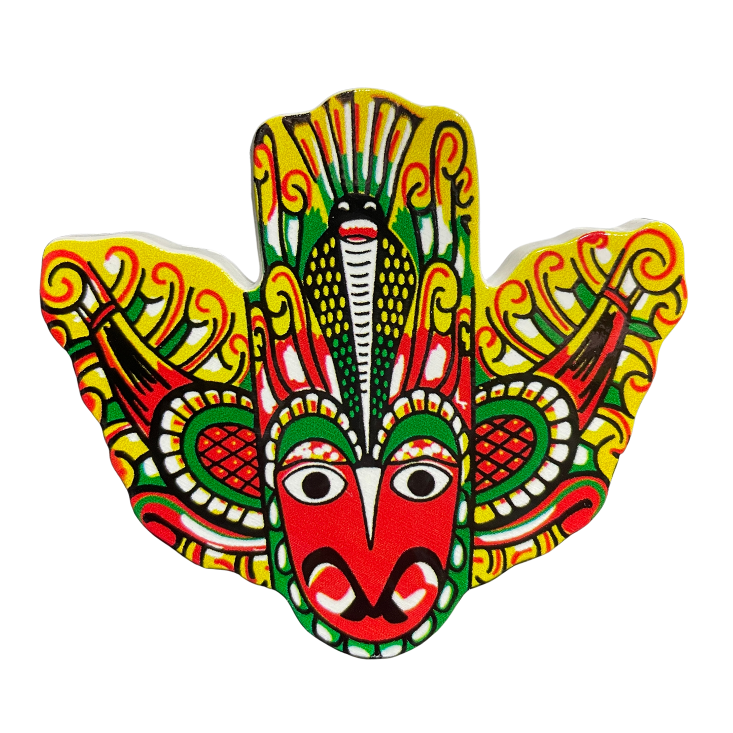 Sri Lankan Gurulu Raksha Mask Fridge Magnet – Polyresin, Traditional Souvenir