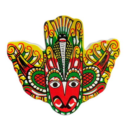 Sri Lankan Gurulu Raksha Mask Fridge Magnet – Polyresin, Traditional Souvenir