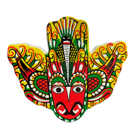 Sri Lankan Gurulu Raksha Mask Fridge Magnet – Polyresin, Traditional Souvenir