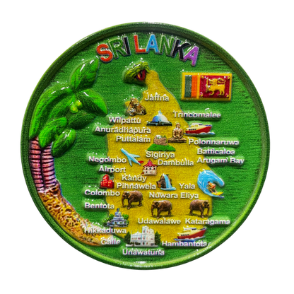Sri Lanka Map 3D Fridge Magnet – Polyresin Souvenir, Iconic Landmarks (Available in Vibrant Colours)