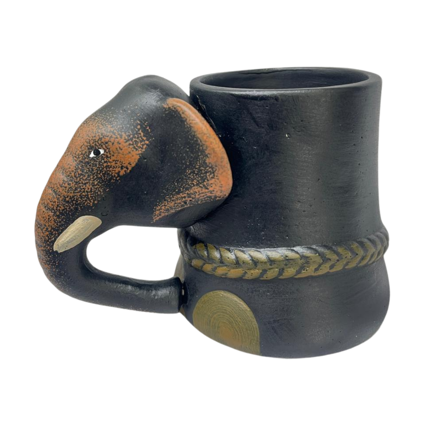 Handmade & Hand-Painted Elephant Foot Clay Tea Cup – Jungle Elephant Head Handle