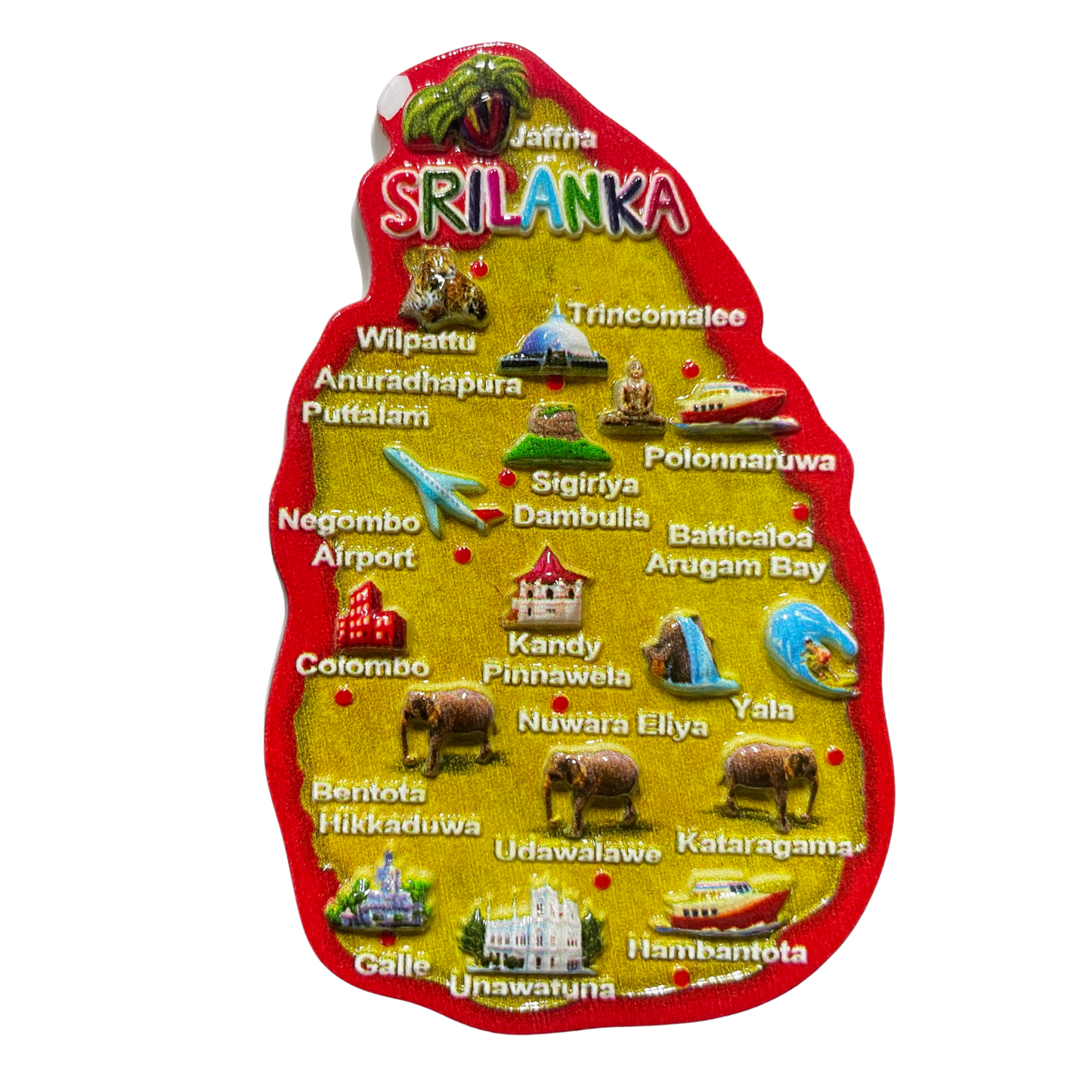 Sri Lanka-Shaped 3D Map Fridge Magnet – Polyresin Travel Souvenir (Available in Vibrant Colours)
