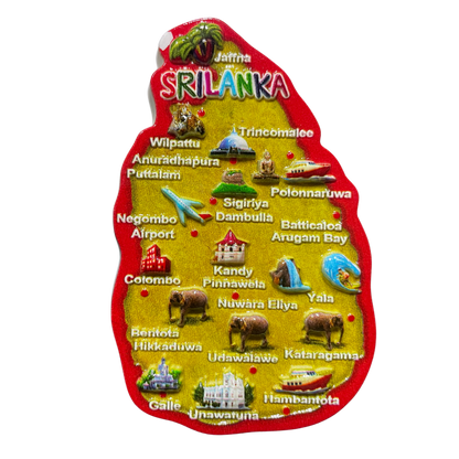 Sri Lanka-Shaped 3D Map Fridge Magnet – Polyresin Travel Souvenir (Available in Vibrant Colours)