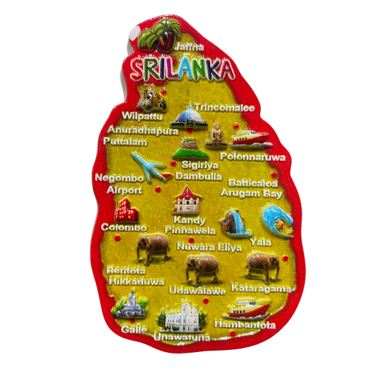 Sri Lanka-Shaped 3D Map Fridge Magnet – Polyresin Travel Souvenir (Available in Vibrant Colours)