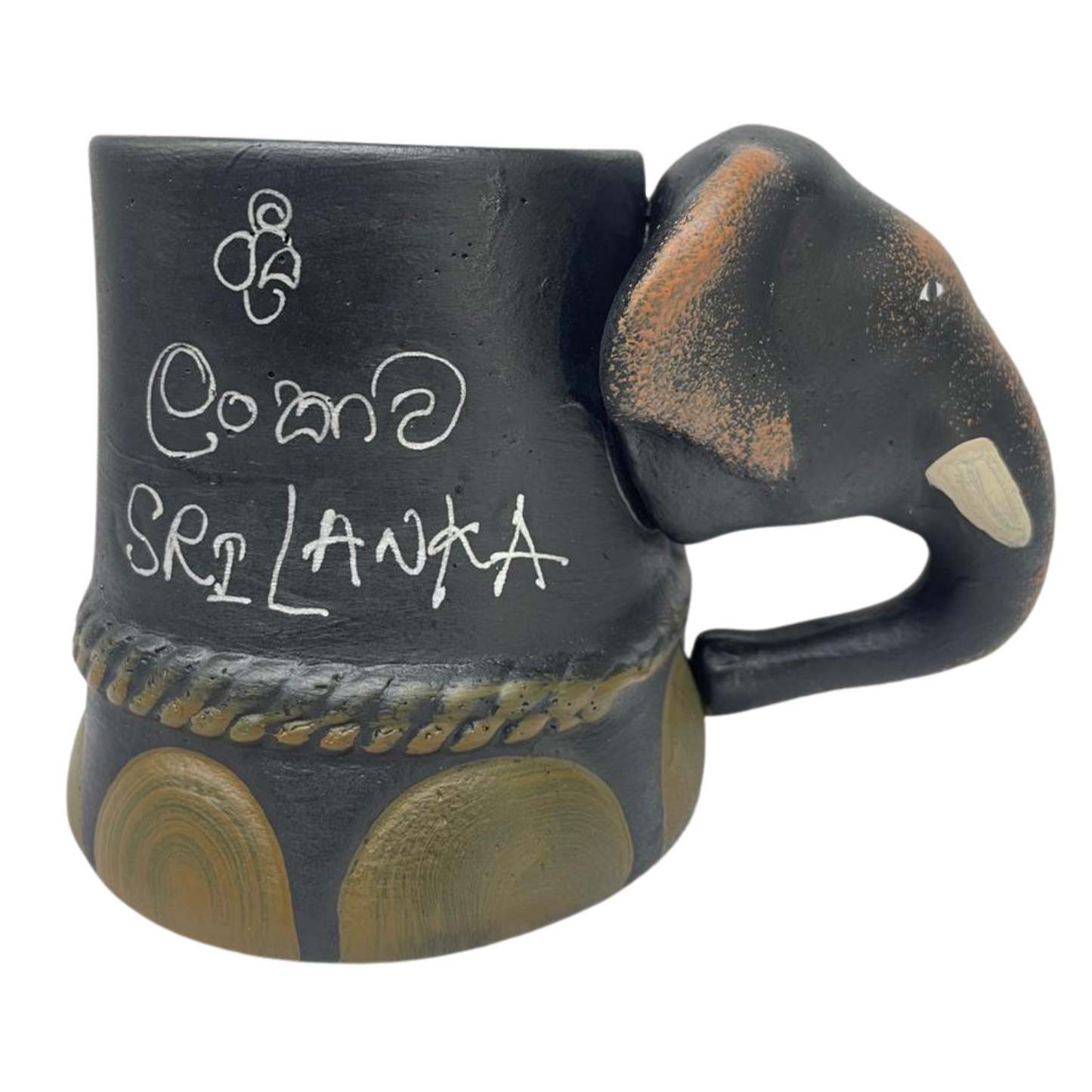 Handmade & Hand-Painted Elephant Foot Clay Tea Cup – Jungle Elephant Head Handle