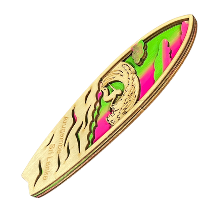 Handmade 3D Wooden Surfboard Magnet – Sri Lanka Beach & Surf Souvenir
