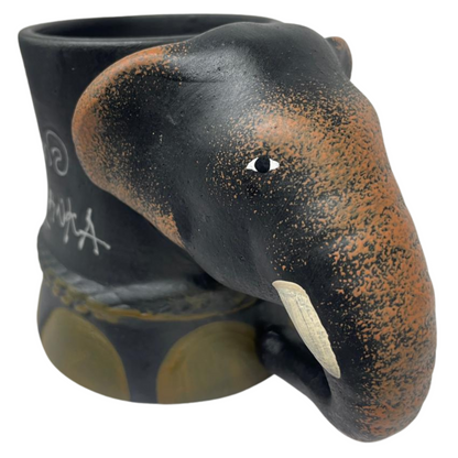 Handmade & Hand-Painted Elephant Foot Clay Tea Cup – Jungle Elephant Head Handle
