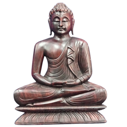 🪵 Hand-Carved Mahogany Wood Buddha Statue – Sri Lankan Artisan Craftsmanship 🇱🇰