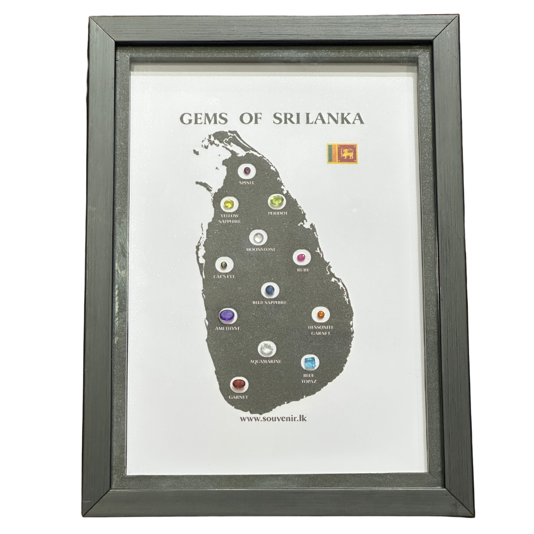 Gems of Sri Lanka – Natural Gemstone Map Frame