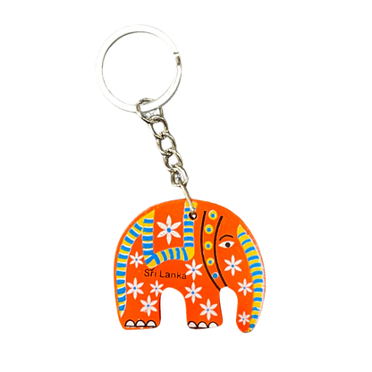 Hand-Painted Wooden Elephant Key Tag – Double-Sided (Available in Vibrant Colors)