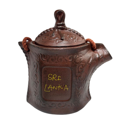 Handmade Clay Teapot Souvenir – 5" with Lid – Sri Lanka