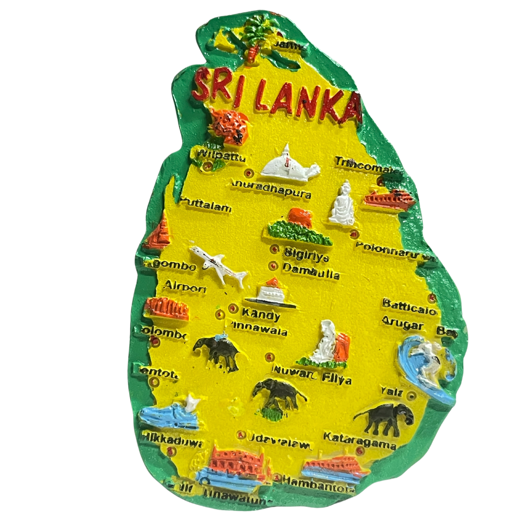 Sri Lanka Map 3D Fridge Magnet – Handmade Plaster of Paris Souvenir (3"x2") - Available in vibrant colours