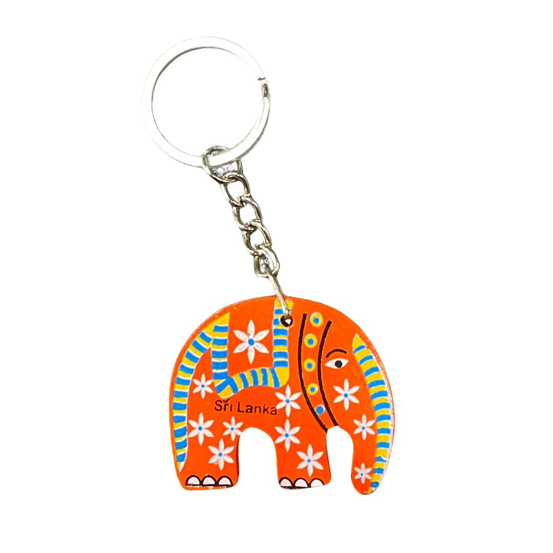Hand-Painted Wooden Elephant Key Tag – Double-Sided (Available in Vibrant Colors)