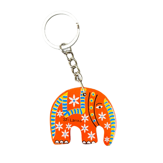 Hand-Painted Wooden Elephant Key Tag – Double-Sided (Available in Vibrant Colors)