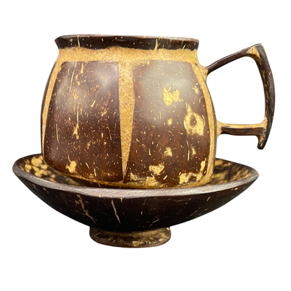 Handmade Coconut Shell Tea Cup and Plate Set – Eco Friendly Sri Lankan Souvenir
