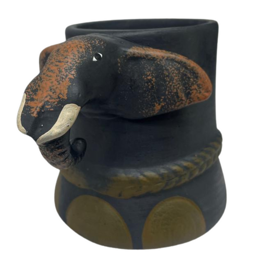 Handmade & Hand-Painted Elephant Foot Clay Tea Cup – Jungle Elephant Head Handle