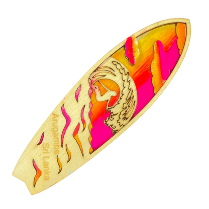 Handmade 3D Wooden Surfboard Magnet – Sri Lanka Beach & Surf Souvenir