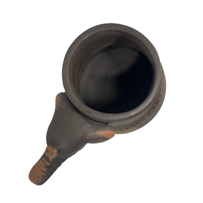 Handmade & Hand-Painted Elephant Foot Clay Tea Cup – Jungle Elephant Head Handle (Trunk Up)