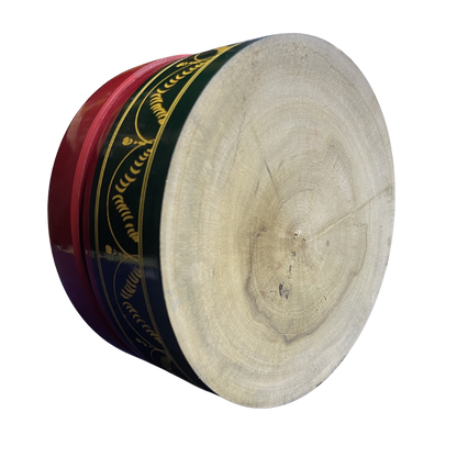 Traditional Sri Lankan Handmade Lacquer (Laksha) Wooden Box – Authentic Artisan Craft | 5" Dia × 3.5" Height