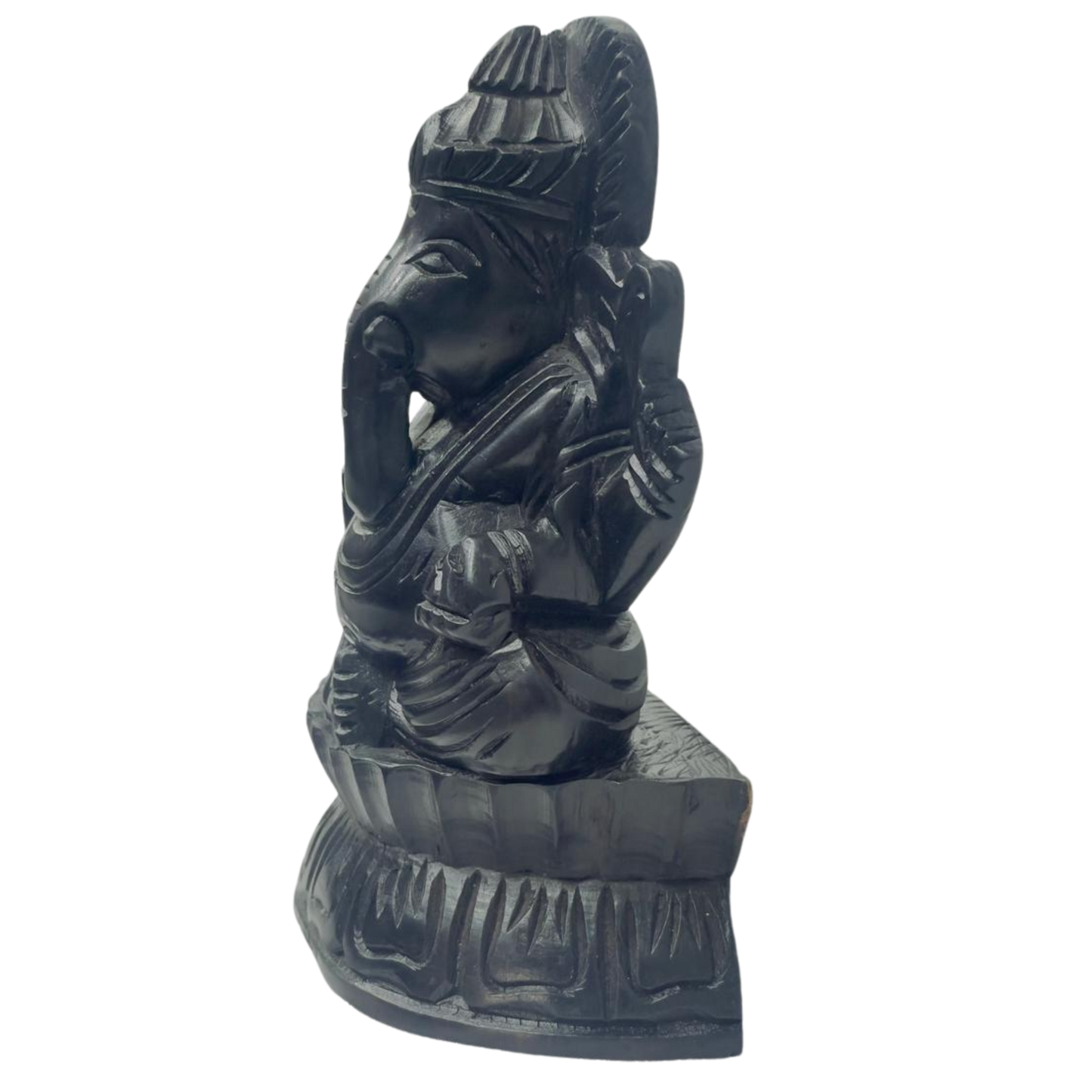 6" Handmade Ebony Wood Ganesh Statue – Sri Lankan Hand-Carved Spiritual Decor
