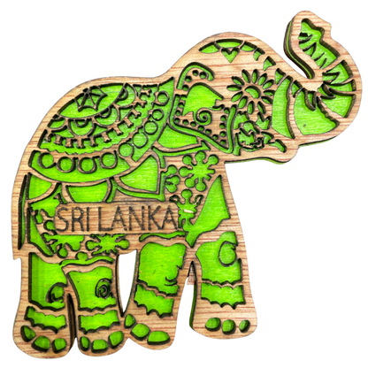 Handcrafted Laser-Cut Wooden Elephant Fridge Magnet – Sri Lankan Souvenir