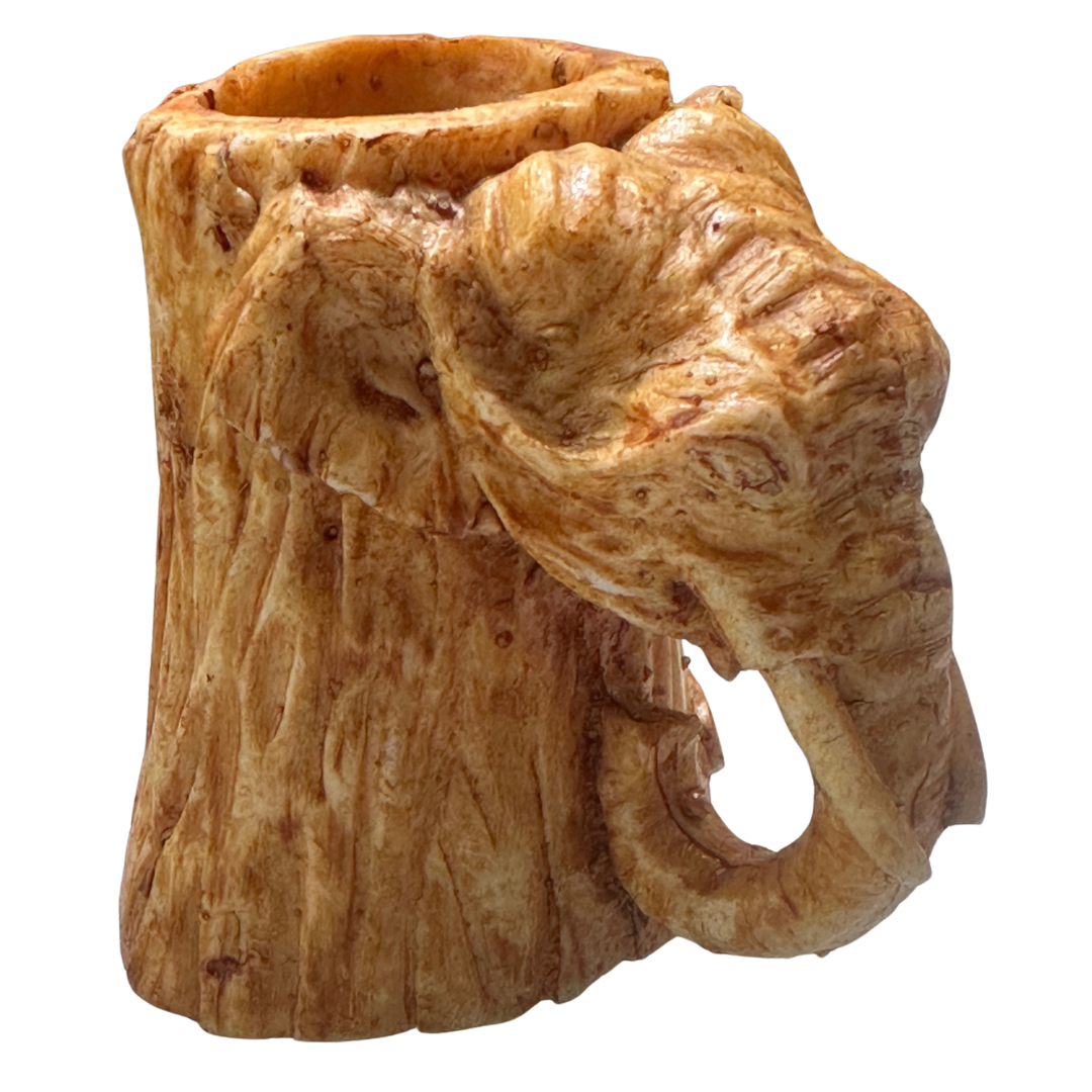 🐘 Handcrafted Sri Lankan Elephant Trunk Polystone Pen Holder & Desktop Organizer