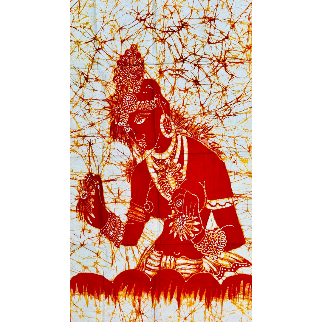 Handmade Sri Lankan Sigiriya Maiden Batik Wall Hanging – Cotton Fabric Art | 54.5 × 94 cm