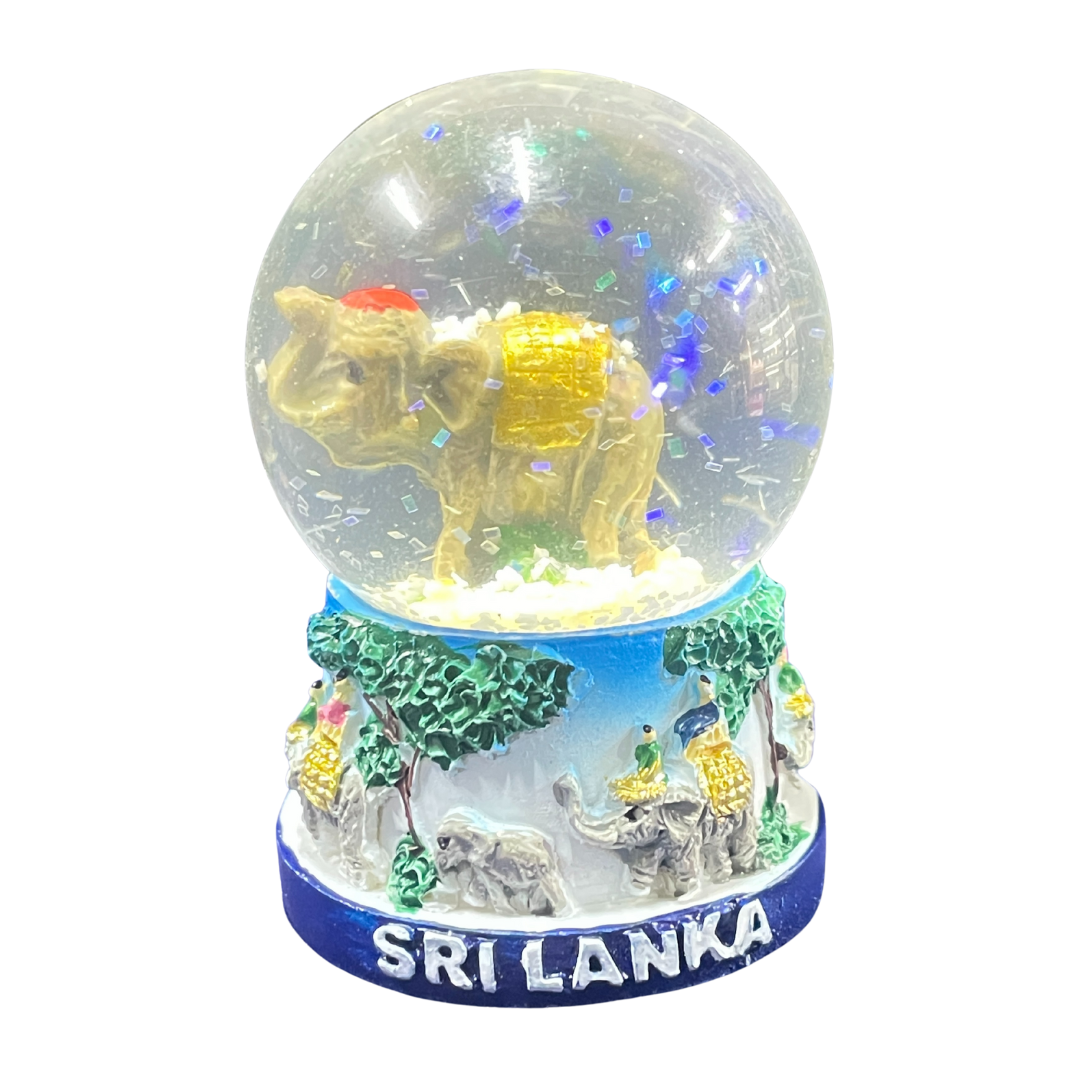 Handcrafted Sri Lanka Elephant Snow Globe – Glitter Water Globe Souvenir & Decorative Gift