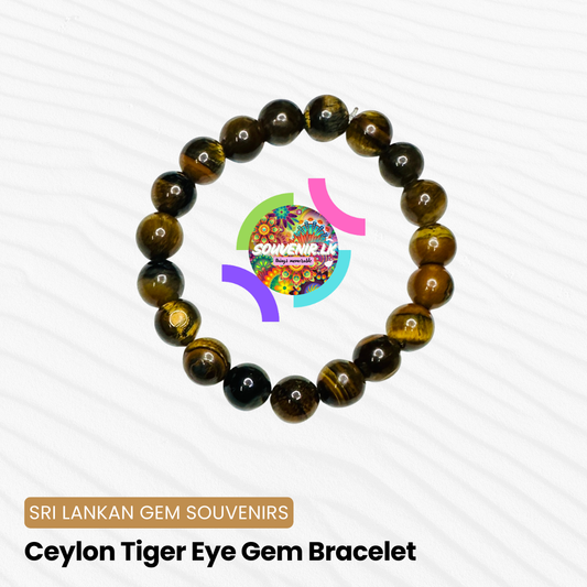 Authentic Ceylon Tiger Eye Gemstone Bracelet – Stretch Cord, Handmade in Sri Lanka