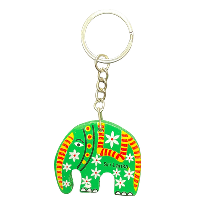 Hand-Painted Wooden Elephant Key Tag – Double-Sided (Available in Vibrant Colors)