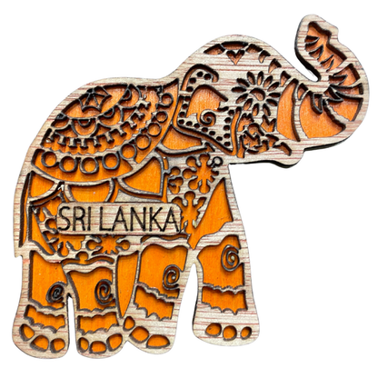 Handcrafted Laser-Cut Wooden Elephant Fridge Magnet – Sri Lankan Souvenir