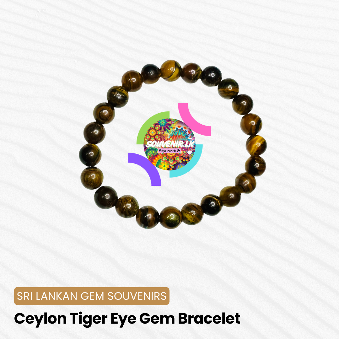 Authentic Ceylon Tiger Eye Gemstone Bracelet – Stretch Cord, Handmade in Sri Lanka