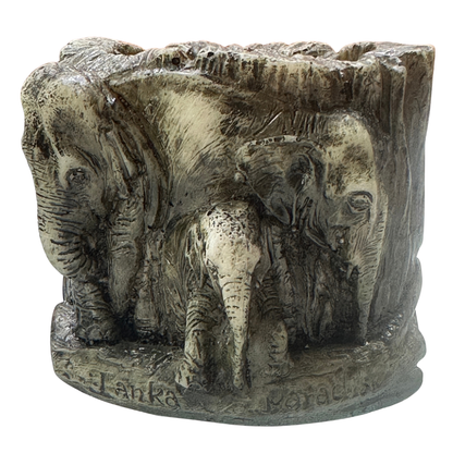 🐘 Handmade Sri Lankan Elephant Polystone Pen Holder – Multi-Purpose Desk Organizer