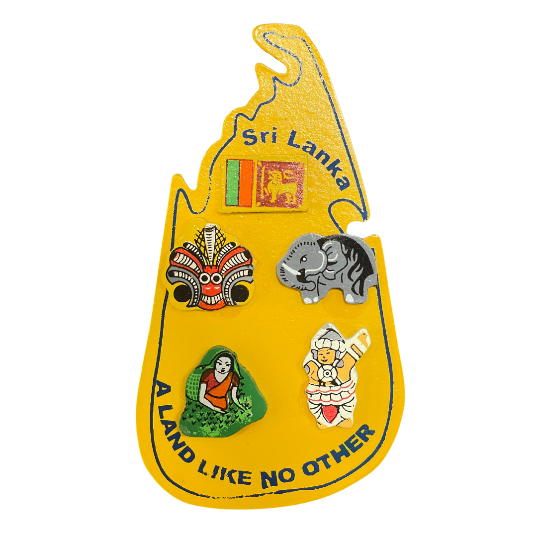 Handmade Wooden Sri Lanka Map Fridge Magnet – “A Land Like No Other” Souvenir(Available in Vibrant Colors)