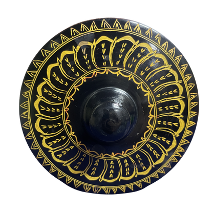 Traditional Sri Lankan Handmade Lacquer (Laksha) Wooden Box – Authentic Artisan Craft | 5" Dia × 3.5" Height