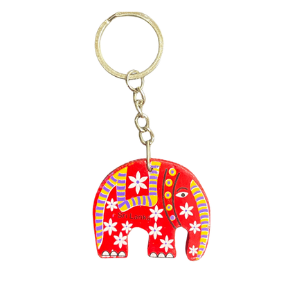 Hand-Painted Wooden Elephant Key Tag – Double-Sided (Available in Vibrant Colors)